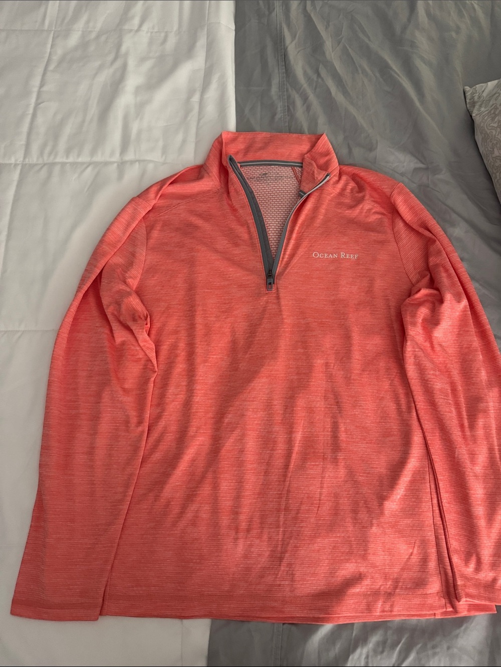Vineyard Vines Coral Heather Quarter-Zip Pullover